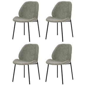 1 Kit 4 Cadeiras Clara Rivatti 51 cm -Largura- Estofado em Tecido Cinza e Base em Aco Preto